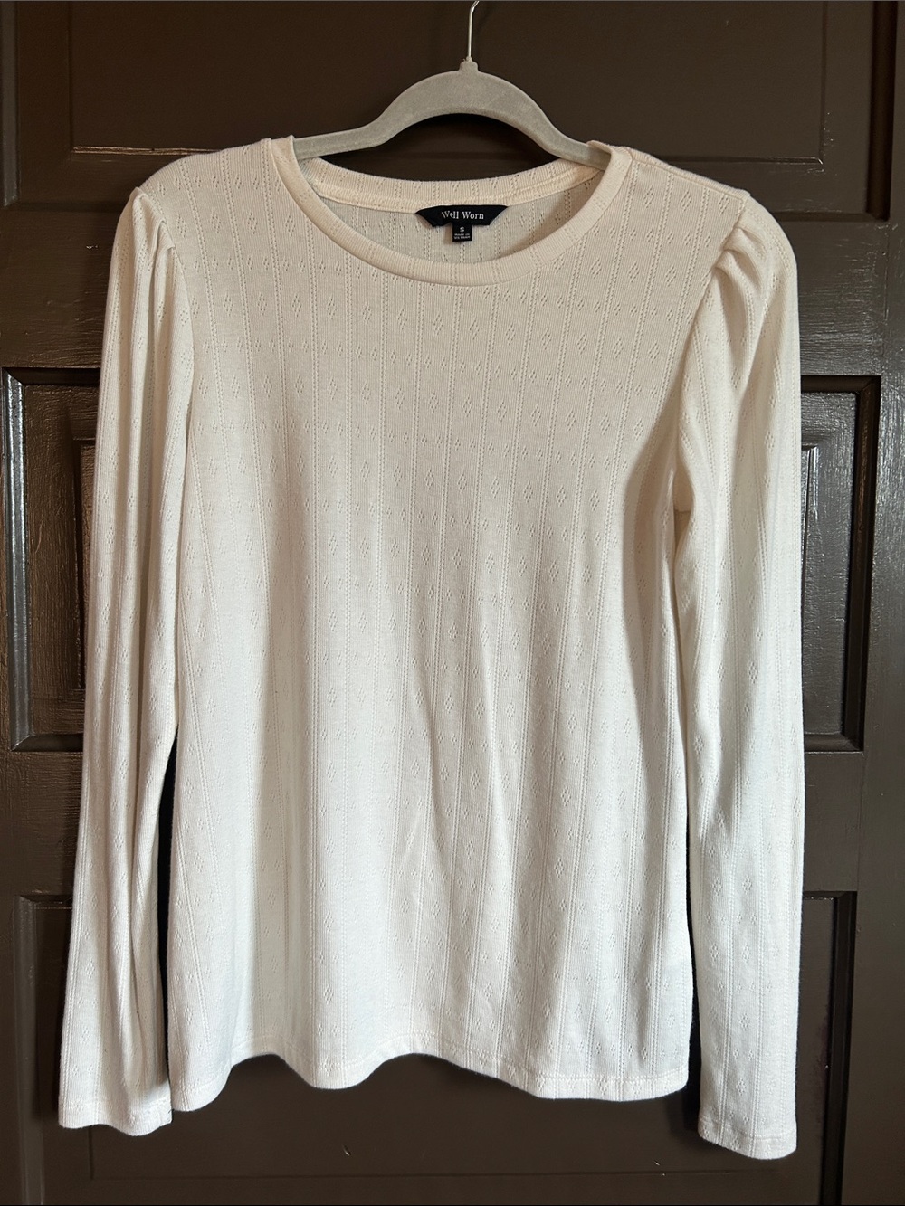 Well Worn Cream Long-Sleeve Textured Knit Top